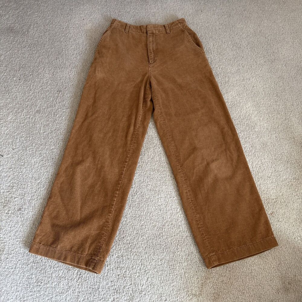 Uniqlo High-Waisted Wide Leg Corduroy Pants Brown | Women's Size 0